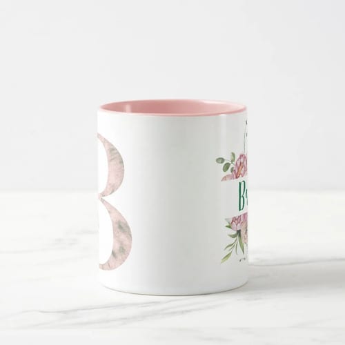 Caneca Feminina Personalizada com Nome e Inicial B