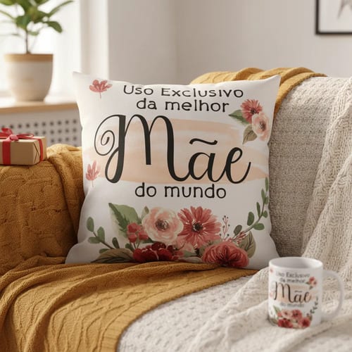 Kit Presente Mãe | Almofada E Caneca Personalizada Uso Exclusivo