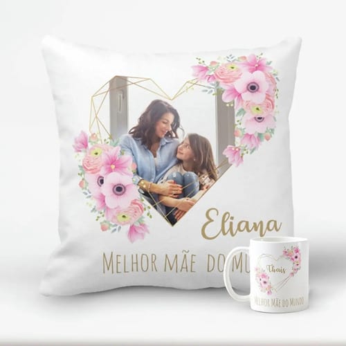 Conjunto de Presente Melhor Mamãe com Foto Almofada e Caneca - Família (Mãe)