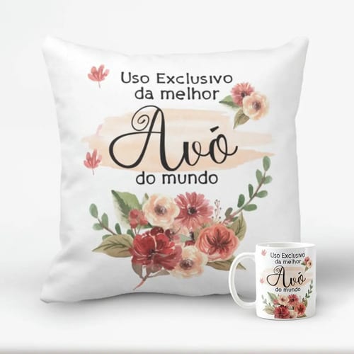 Kit para Presente Almofada e Caneca Avó- Dia das Mães - Família (Avó)