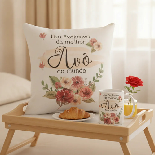 Kit para Presente Almofada e Caneca Avó- Dia das Mães - Família (Avó)