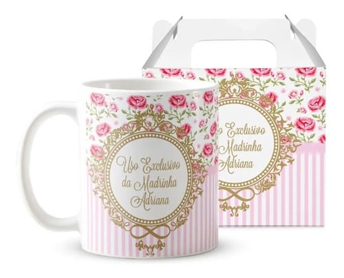 Caneca Feminina Presente Madrinha Batismo Crisma Batizado - Batizado (Madrinha)