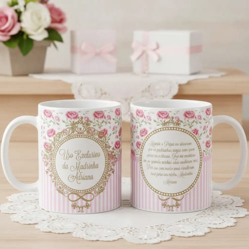 Caneca Feminina Presente Madrinha Batismo Crisma Batizado - Batizado (Madrinha)
