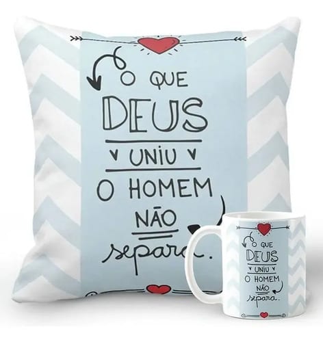 Kit Presente Almofada e Caneca para Namorado - Deus Uniu - Outros (Casal)