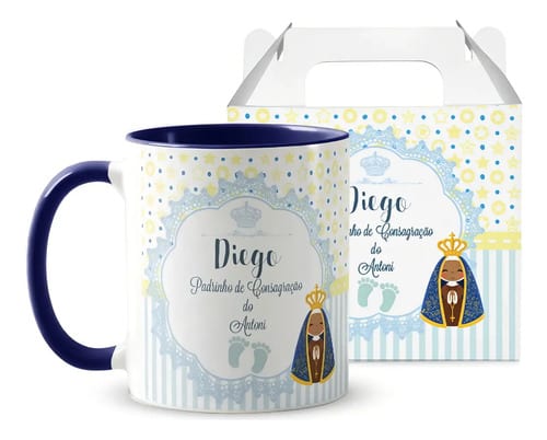 Kit 2 Canecas Personalizada Batismo Padrinhos de Consagração
