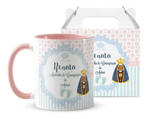 Kit 2 Canecas Personalizada Batismo Padrinhos de Consagração