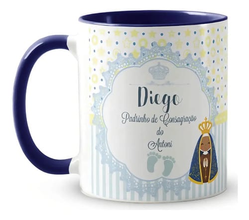 Kit 2 Canecas Personalizada Batismo Padrinhos de Consagração