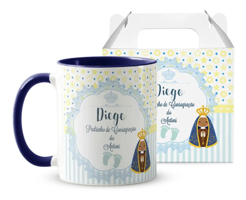Kit 2 Canecas Personalizada Batismo Padrinhos de Consagração