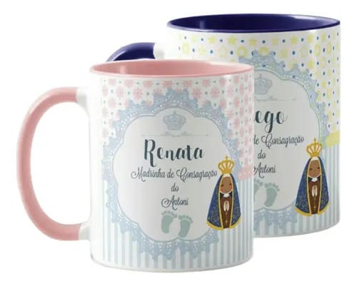 Kit 2 Canecas Personalizada Batismo Padrinhos de Consagração - Batizado (Padrinhos)