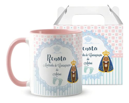 Kit 2 Canecas Personalizada Batismo Padrinhos de Consagração