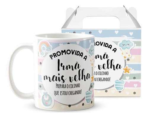 Caneca Presente Gravidez Irmã Mais Velha Familia Cresceu