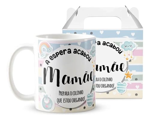 Caneca Presente Gravidez para Grávida Mãe Familia Cresceu - Anúncio de Gravidez (Mãe)