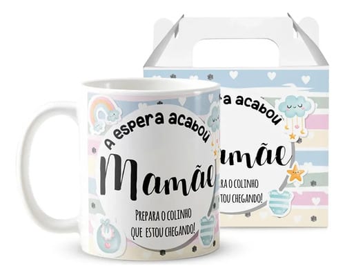 Caneca Presente Gravidez para Grávida Mãe Familia Cresceu