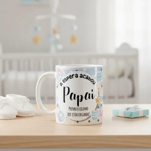 Caneca Presente Gravidez para Pai Papai Familia Cresceu