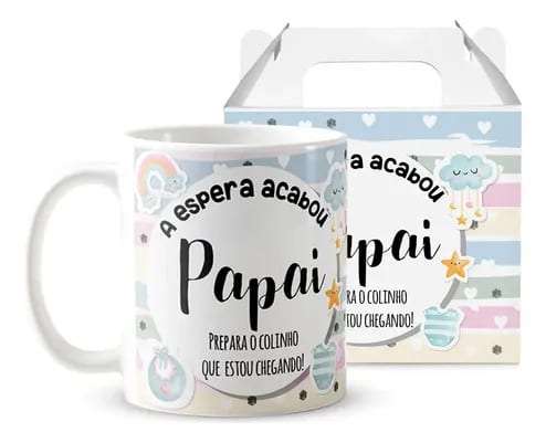 Caneca Presente Gravidez para Pai Papai Familia Cresceu