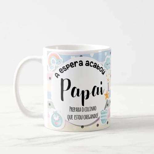 Caneca Presente Gravidez para Pai Papai Familia Cresceu