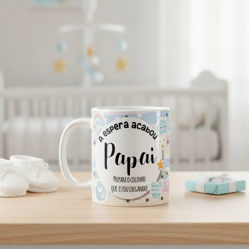 Caneca Presente Gravidez para Pai Papai Familia Cresceu