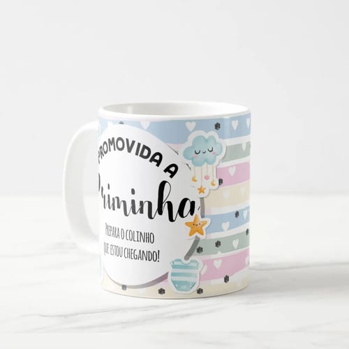 Caneca Presente Gravidez para Prima Priminha Familia Cresceu