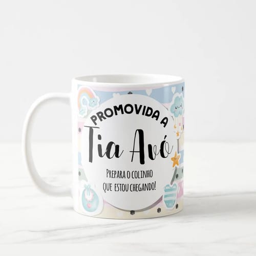 Caneca Presente Gravidez para Tia Avó Tivó Familia Cresceu