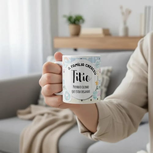 Caneca Personalizada Anúncio de Gravidez Presente Gestante Familia