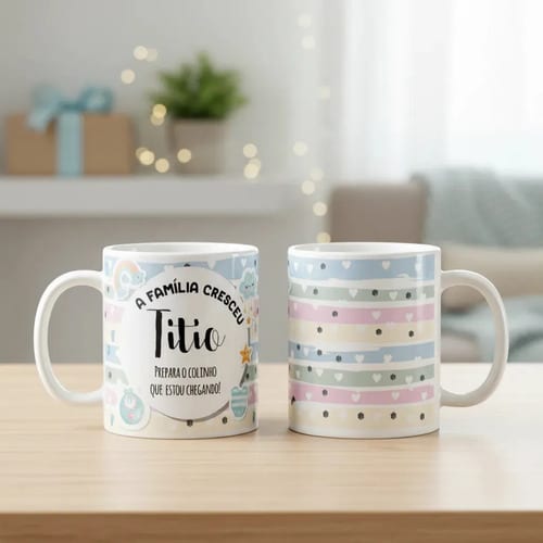 Caneca Personalizada Anúncio de Gravidez Presente Gestante Familia - Anúncio de Gravidez (Tio)