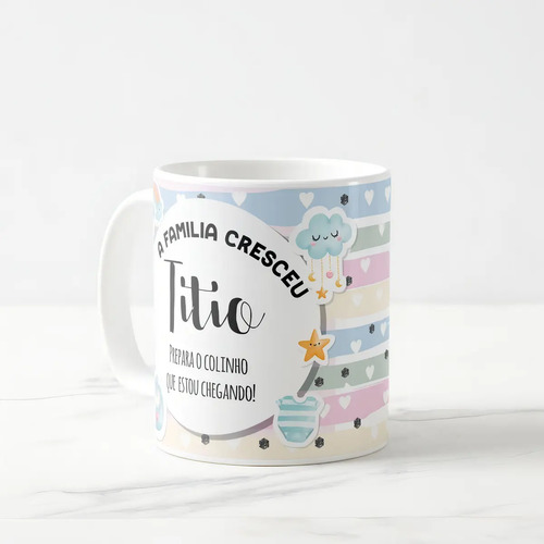 Caneca Personalizada Anúncio de Gravidez Presente Gestante Familia