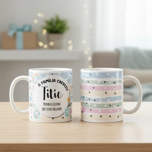Caneca Personalizada Anúncio de Gravidez Presente Gestante Familia - Anúncio de Gravidez (Tio)