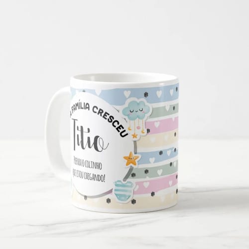 Caneca Personalizada Anúncio de Gravidez Presente Gestante Familia