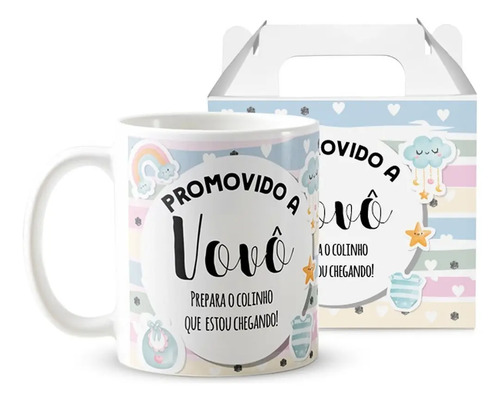 Caneca Presente Gravidez para Avô Vovô Familia Cresceu - Anúncio de Gravidez (Avós)