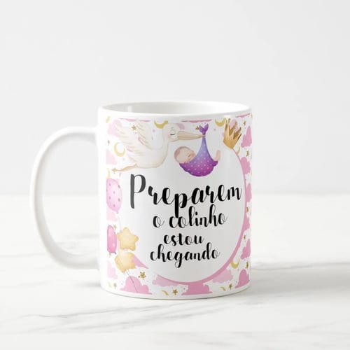 Caneca Presente Anúncio De Gravidez Nuvem Amigas E Família