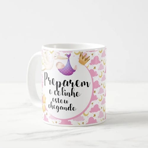 Caneca Presente Anúncio De Gravidez Nuvem Amigas E Família