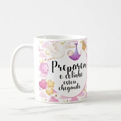 Caneca Presente Anúncio De Gravidez Nuvem Amigas E Família