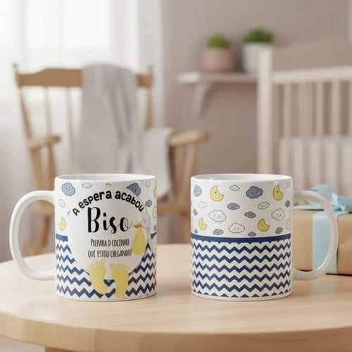 Caneca Gravidez Presente Bisavô Biso Prepara o Colinho - Anúncio de Gravidez (Bisavô)