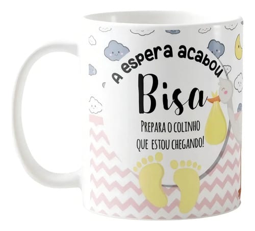 Caneca Gravidez Presente Bisavó Bisa Prepara o Colinho - Anúncio de Gravidez (Bisavó)