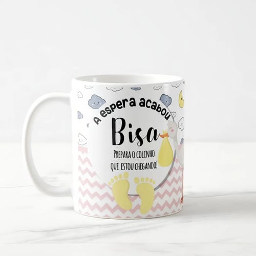 Caneca Gravidez Presente Bisavó Bisa Prepara o Colinho