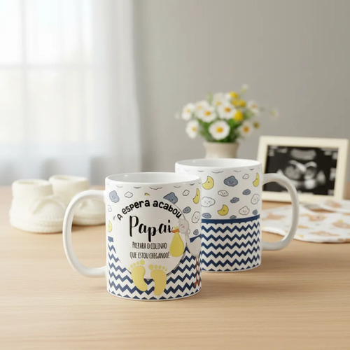Caneca Presente Revelação Gravidez Gestação Papai Colinho - Anúncio de Gravidez (Família/Geral)