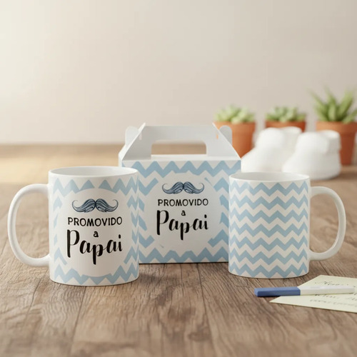 Caneca Personalizada Presente Gravidez Promovido a Papai - Anúncio de Gravidez (Pai)