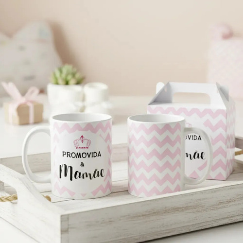 Caneca Personalizada Presente Gestante Promovida a Mamãe - Anúncio de Gravidez (Mãe)