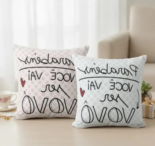 Conjunto 2 Almofadas Presente Parabéns vai ser Vovó Vovô