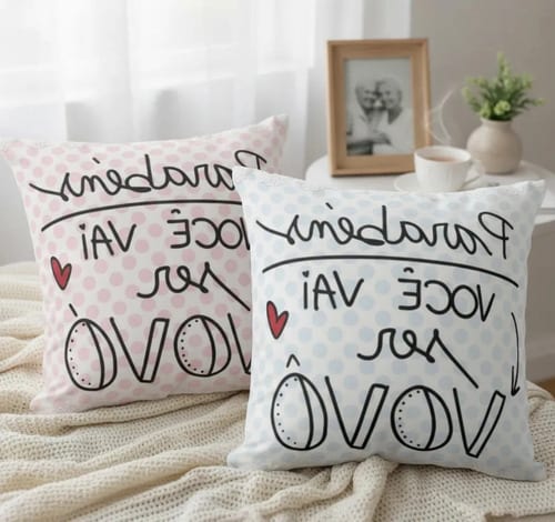 Conjunto 2 Almofadas Presente Parabéns vai ser Vovó Vovô