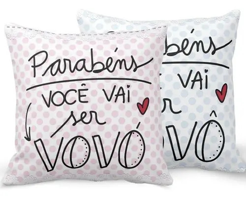 Conjunto 2 Almofadas Presente Parabéns vai ser Vovó Vovô