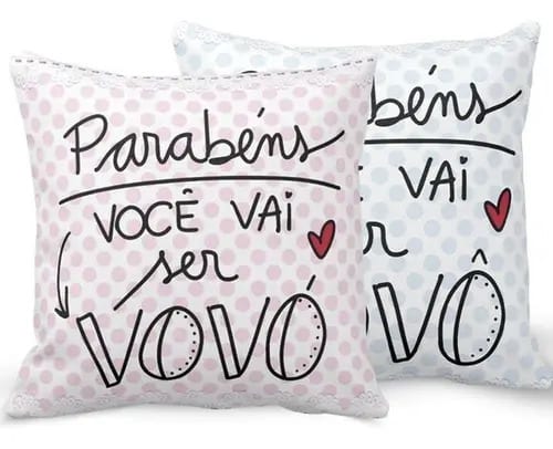 Conjunto 2 Almofadas Presente Parabéns vai ser Vovó Vovô