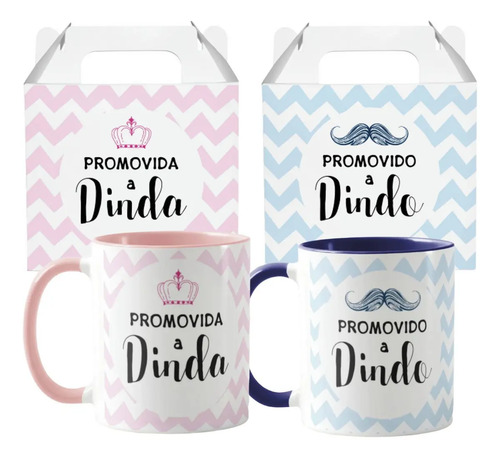 Kit Canecas Convite Promovidos Padrinho e Madrinha Batizado - Batizado (Padrinho e Madrinha)