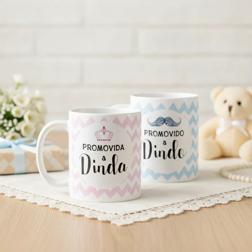 Kit Canecas Convite Promovidos Padrinho e Madrinha Batizado - Batizado (Padrinho e Madrinha)