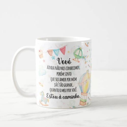 Caneca Presente Revelação de Gravidez Estou à Caminho Vovó