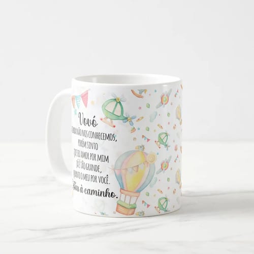 Caneca Presente Revelação de Gravidez Estou à Caminho Vovó