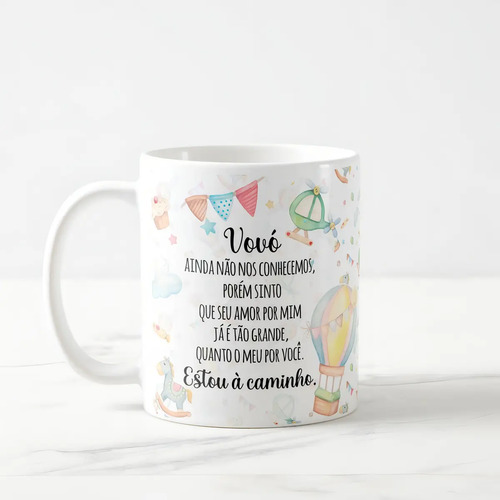 Caneca Presente Revelação de Gravidez Estou à Caminho Vovó