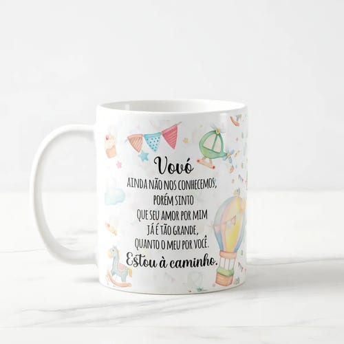 Caneca Presente Revelação de Gravidez Estou à Caminho Vovó