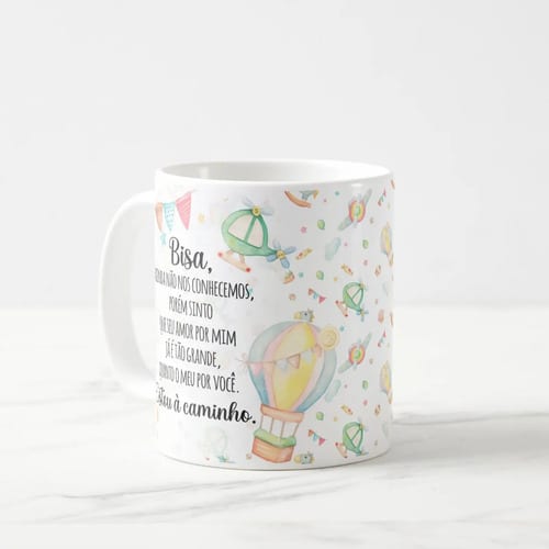 Caneca Presente Revelação de Gravidez Estou à Caminho Bisavó