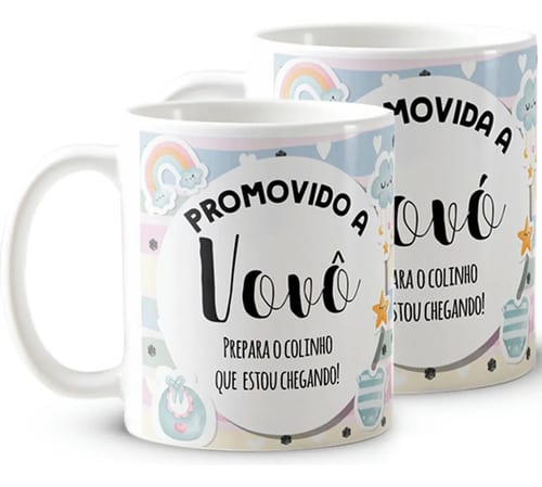Kit Canecas Personalizada Anúncio de Gravidez Avó e Avô